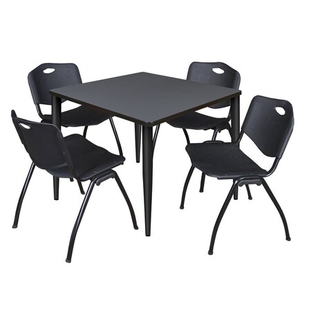Regency Kahlo Square Table & Chair Sets, 36 W, 36 L, 29 H, Wood, Metal, Plastic Top, Grey TPL3636GYBK47BK